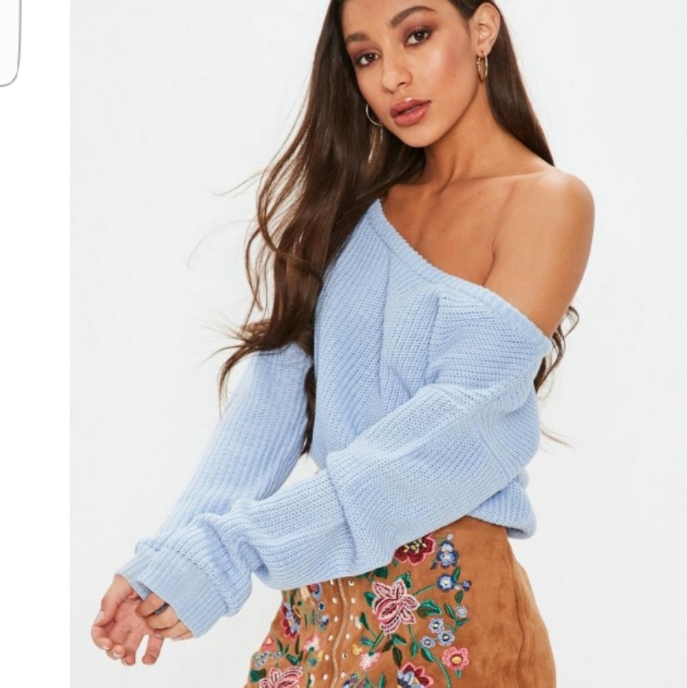 Blue off shoulder sweater
